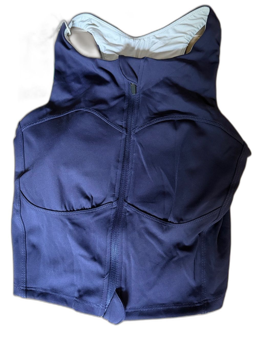 Halara NWT Navy Zip Front Longline Sports Bra Athletic Crop Top S Tenniscore